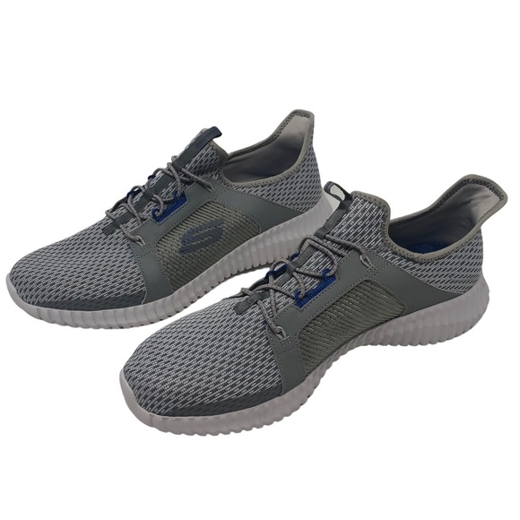 SKECHERS Gray/Blue Elite Flex Memory Foam Shoe - Picture 4 of 7